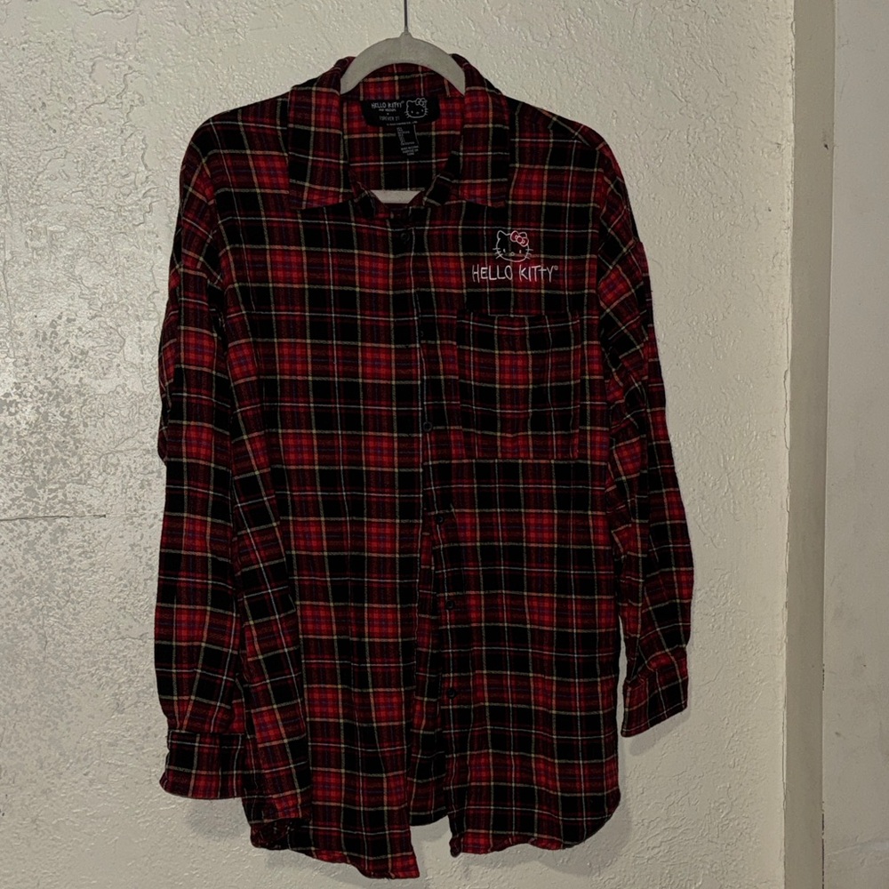 Hello Kitty Red and Black Checkered Shirt by Forever 21